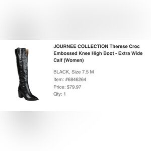 Black Croc-Embossed Knee-High Boots